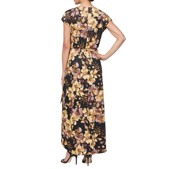 SLNY SL FASHIONS Print Faux Wrap Maxi Dress Size 6 - Picture 6 of 6